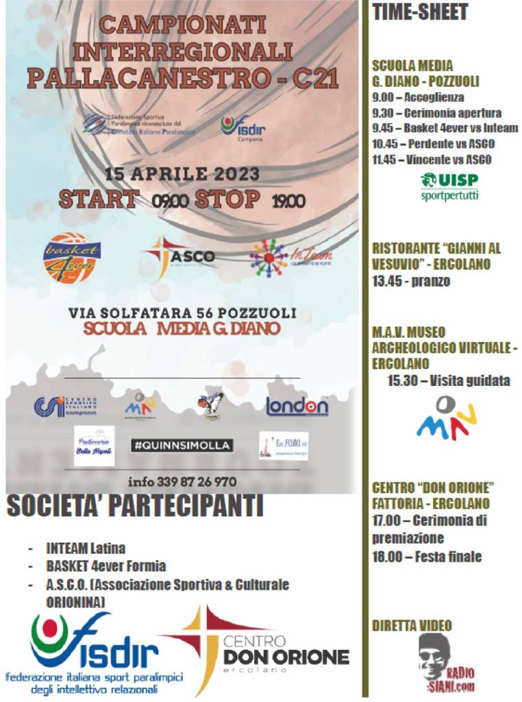 La Campania organizza il suo primo campionato interregionale di basket C21